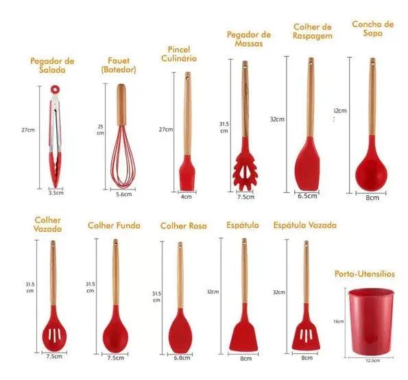 Kit Jogo com 12 Peças com Utensílios de Cozinha